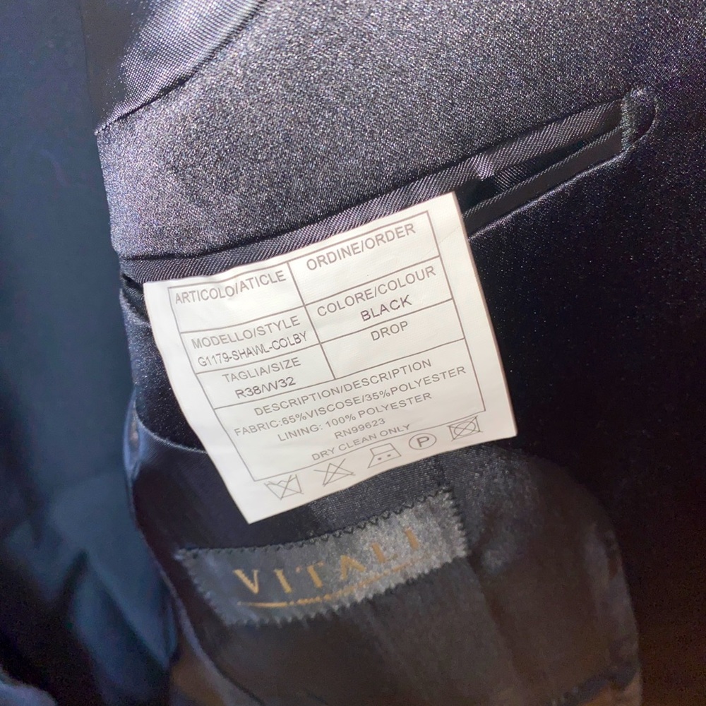 New Vitali black suit jacket and pants